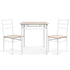 3 Piece Dining Table 2 Chairs Set Modern Seating Living Room - Natural & White